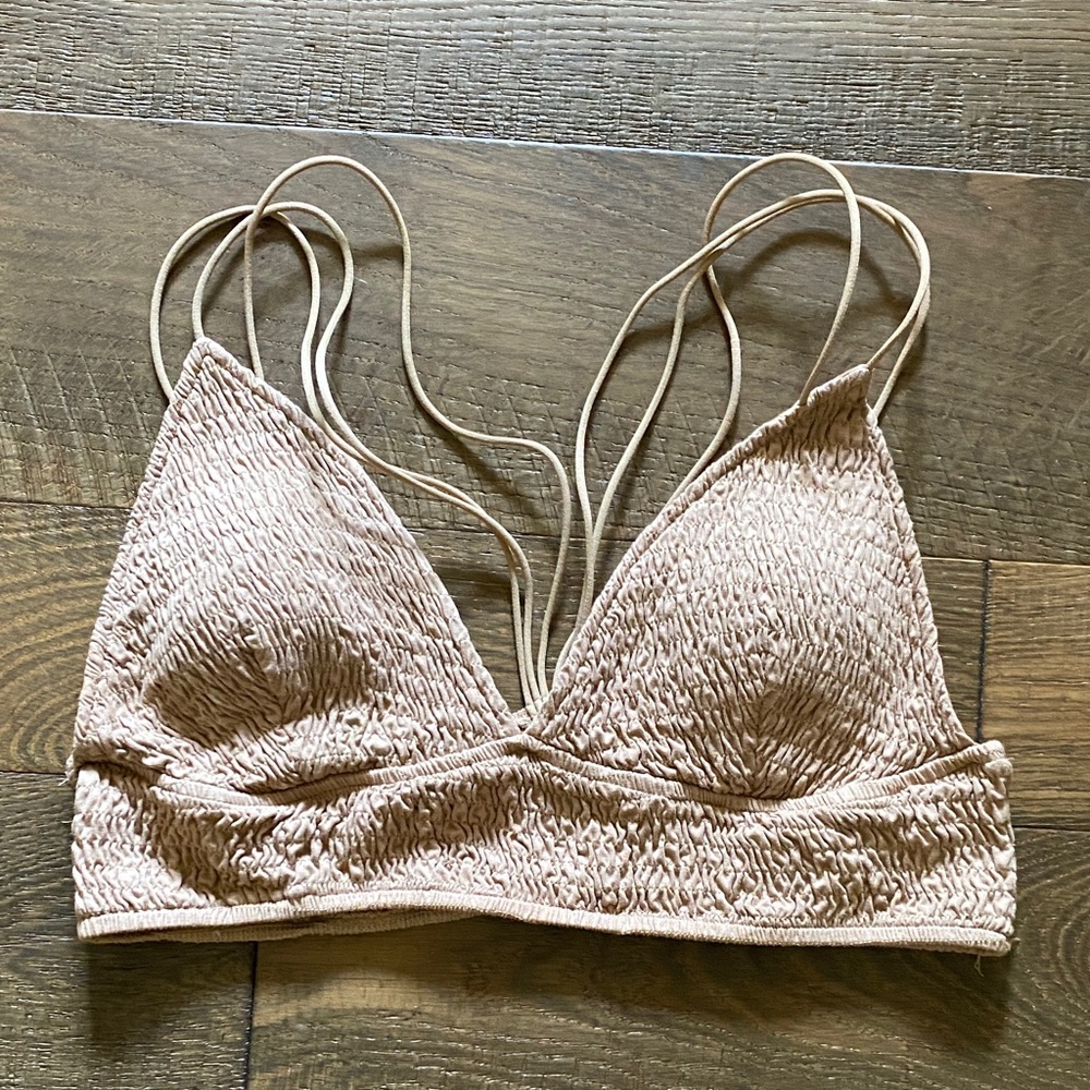 Textured strappy Tan Bralette
